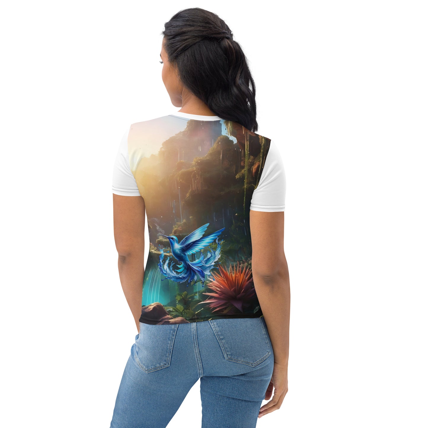 Damen-T-Shirt Eisvogel Alloverprint