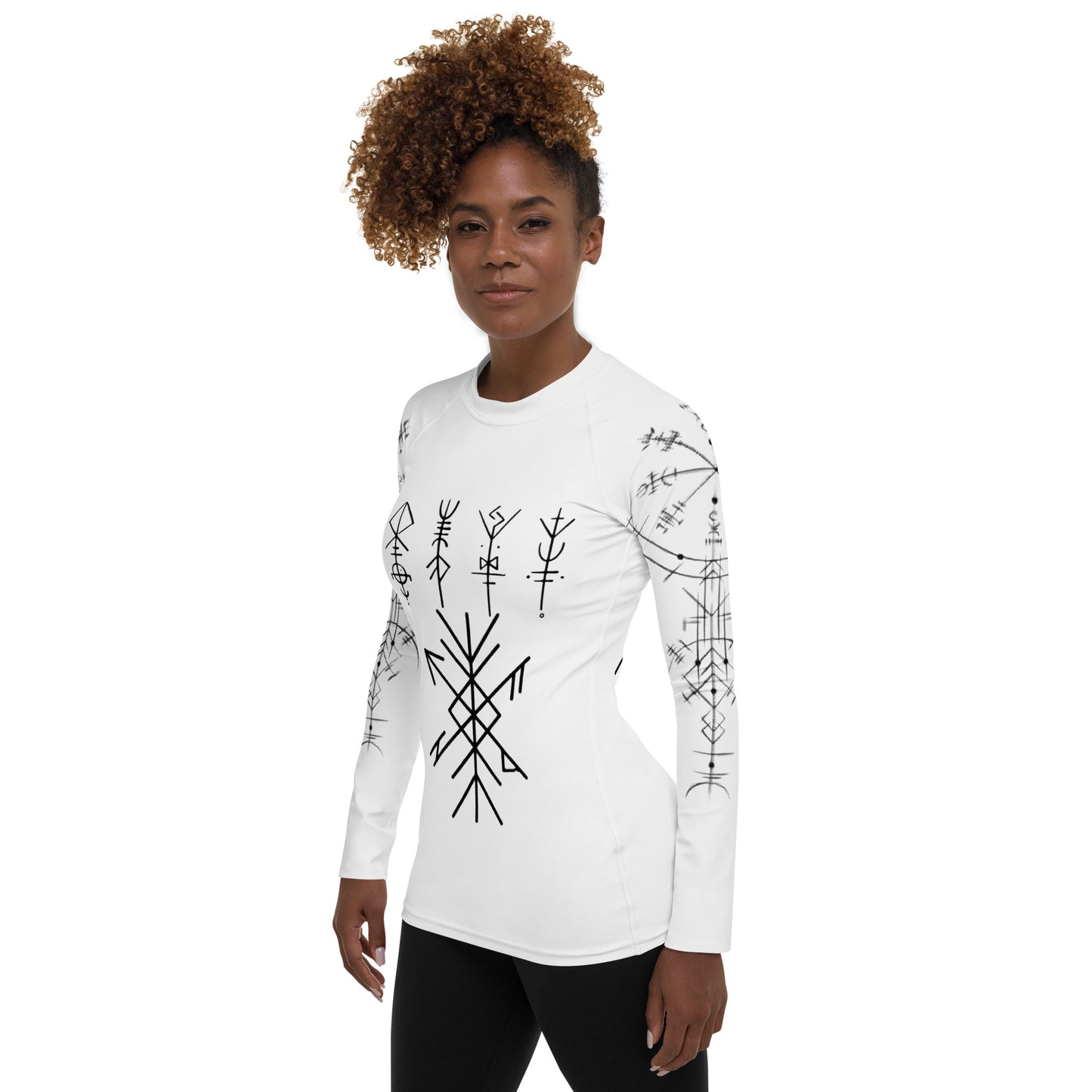 Damen-Rashguard Runen Schutzsymbole Alloverprint