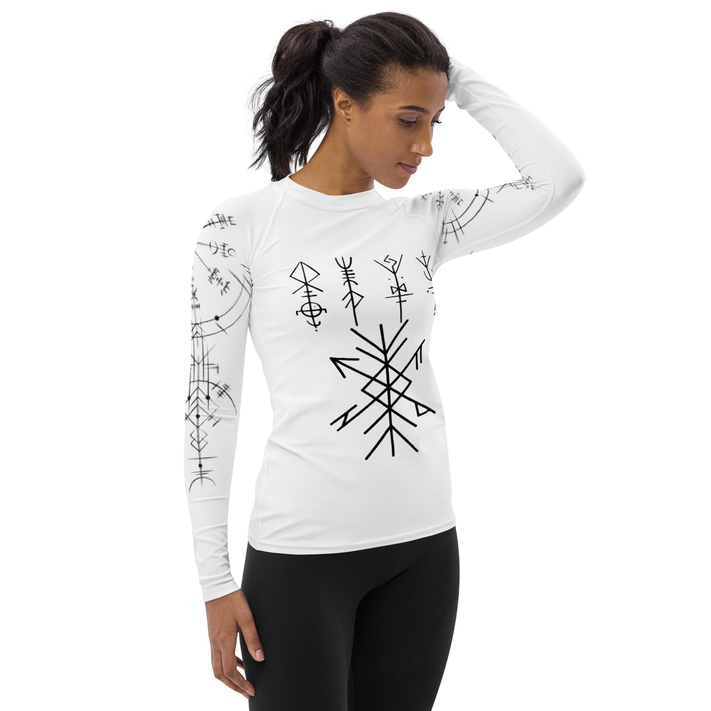 Damen-Rashguard Runen Schutzsymbole