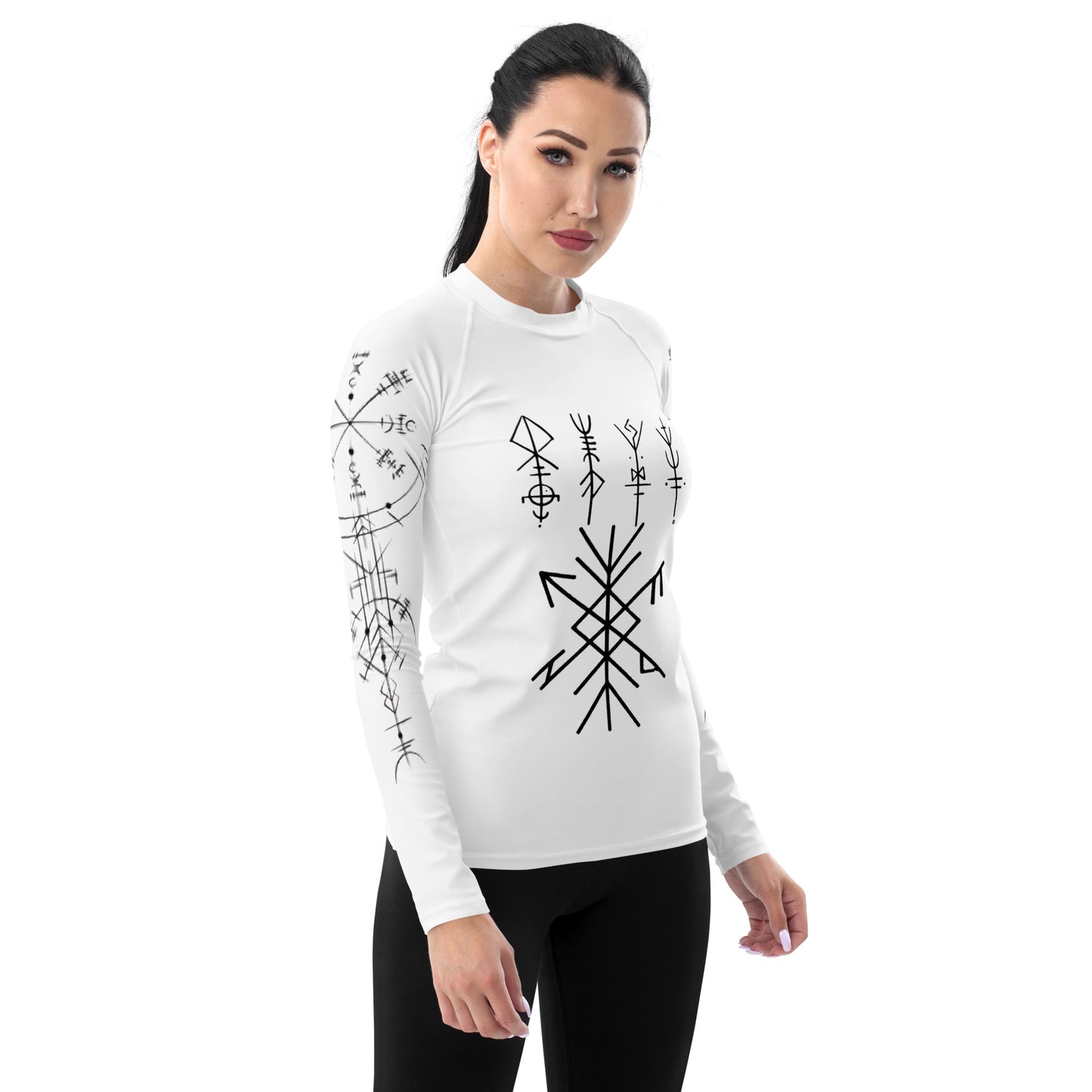 Damen-Rashguard Runen Schutzsymbole