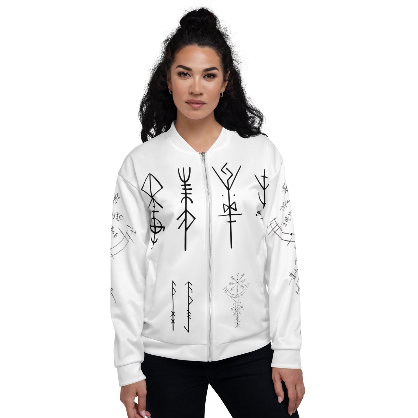 Unisex-Bomberjacke Runen Schutzsymbole Alloverprint