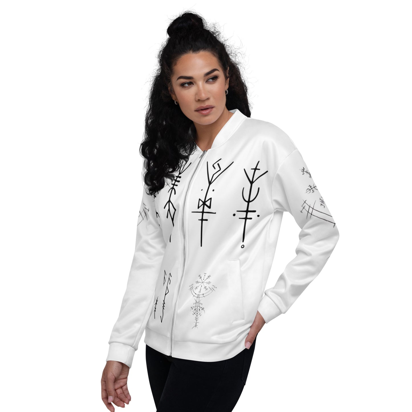 Unisex-Bomberjacke Runen Schutzsymbole Alloverprint