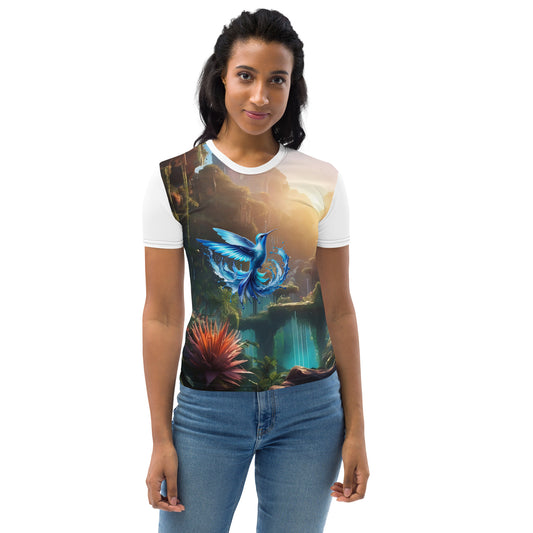 Damen-T-Shirt Eisvogel Alloverprint