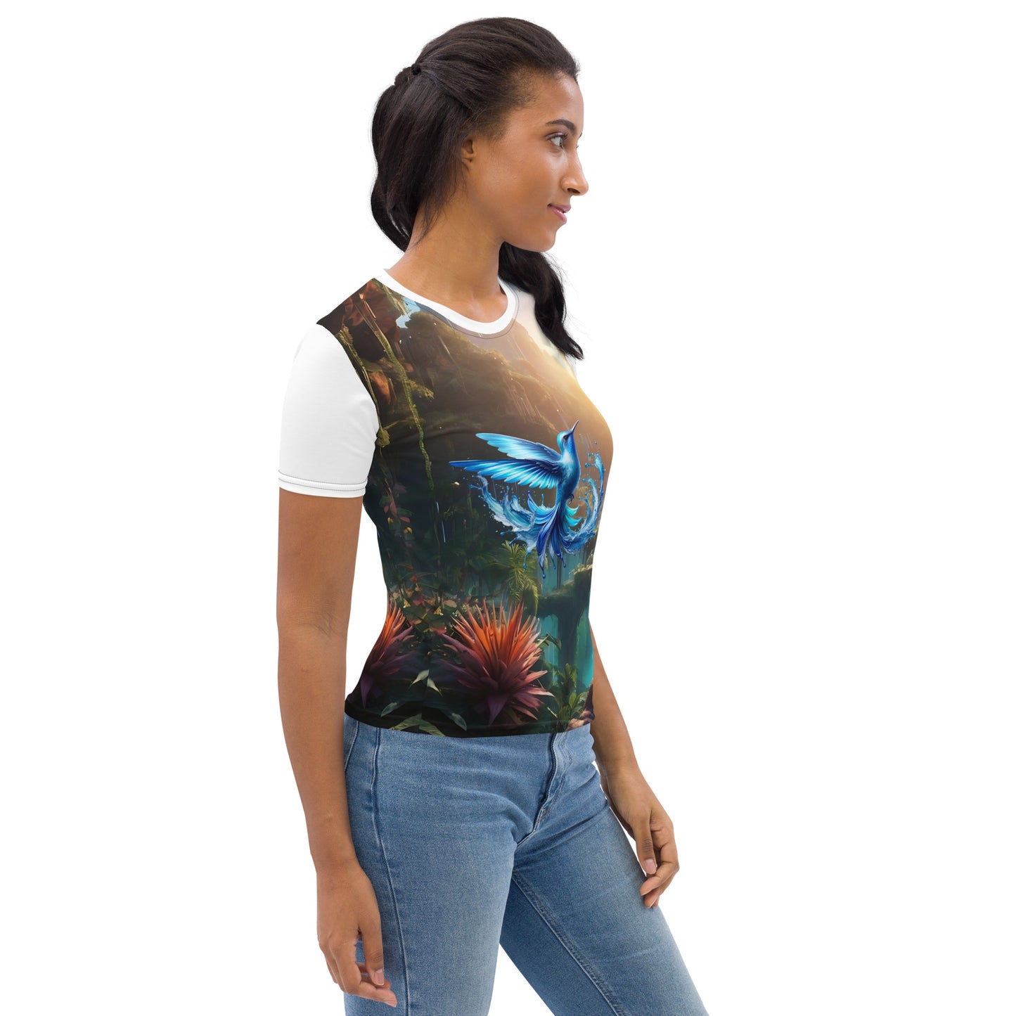 Damen-T-Shirt Eisvogel Alloverprint