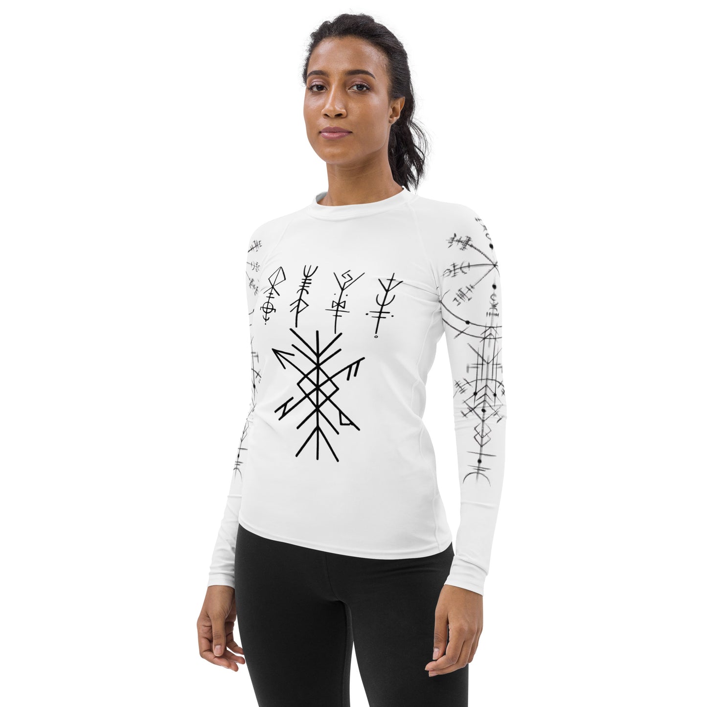 Damen-Rashguard Runen Schutzsymbole