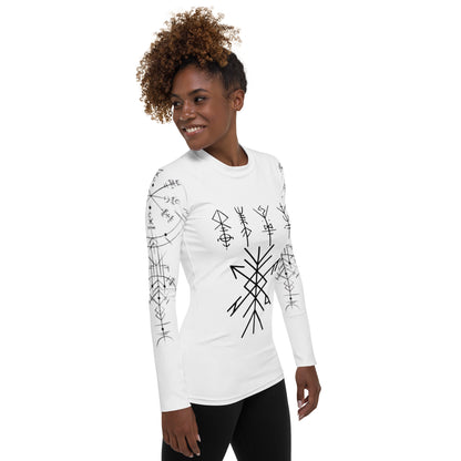 Damen-Rashguard Runen Schutzsymbole Alloverprint