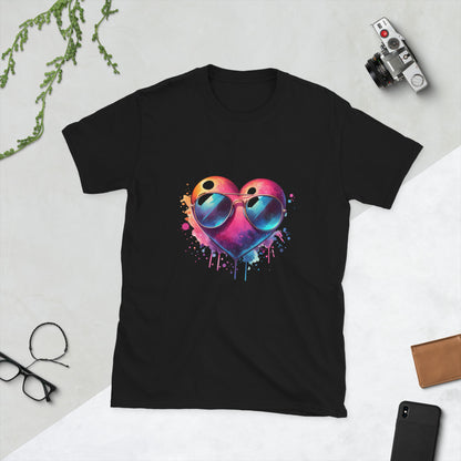 Kurzärmliges Unisex-T-Shirt "Herz mit Sonnenbrille"