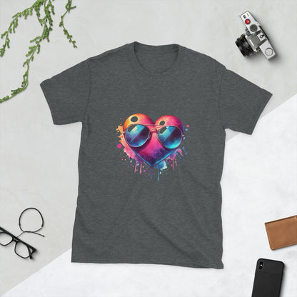 Kurzärmliges Unisex-T-Shirt "Herz mit Sonnenbrille"