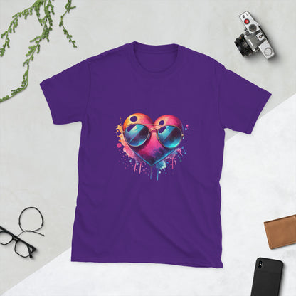 Kurzärmliges Unisex-T-Shirt "Herz mit Sonnenbrille"