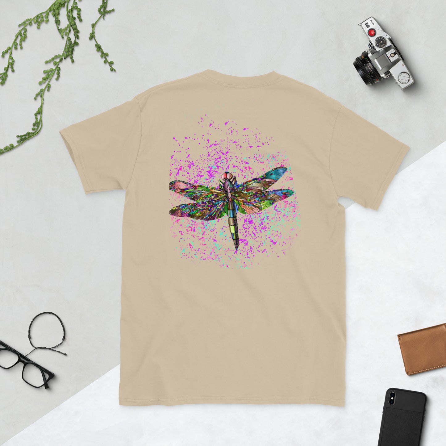 Kurzärmliges Unisex-T-Shirt Libellen mit doppelseitigem Druck