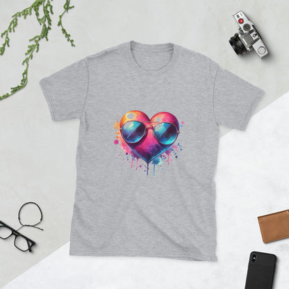 Kurzärmliges Unisex-T-Shirt "Herz mit Sonnenbrille"