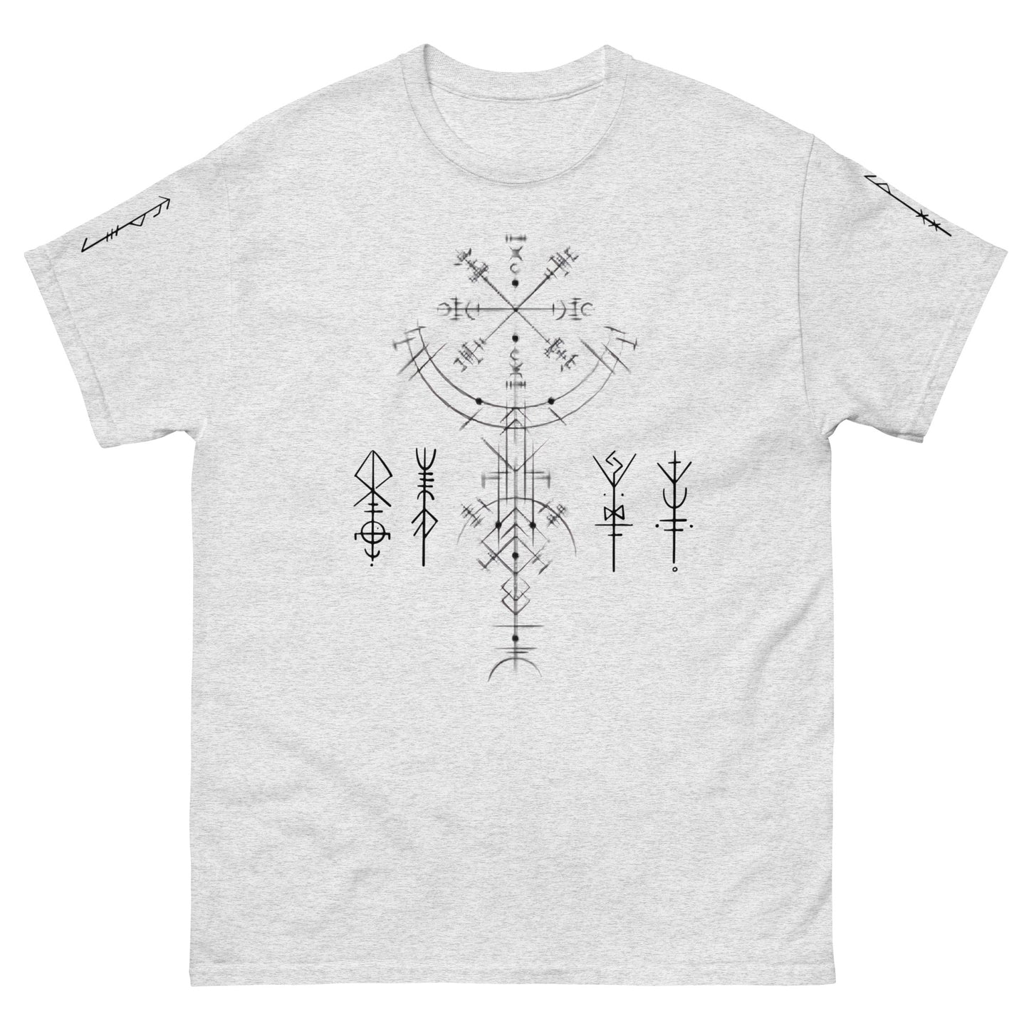 Klassisches Unisex T-Shirt Runen Schutzsymbole Alloverprint