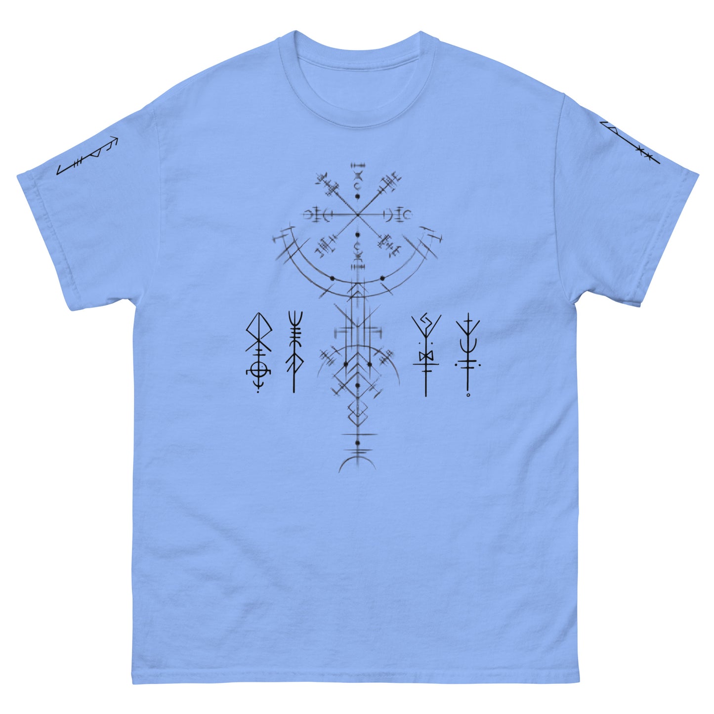 Klassisches Unisex T-Shirt Runen Schutzsymbole Alloverprint