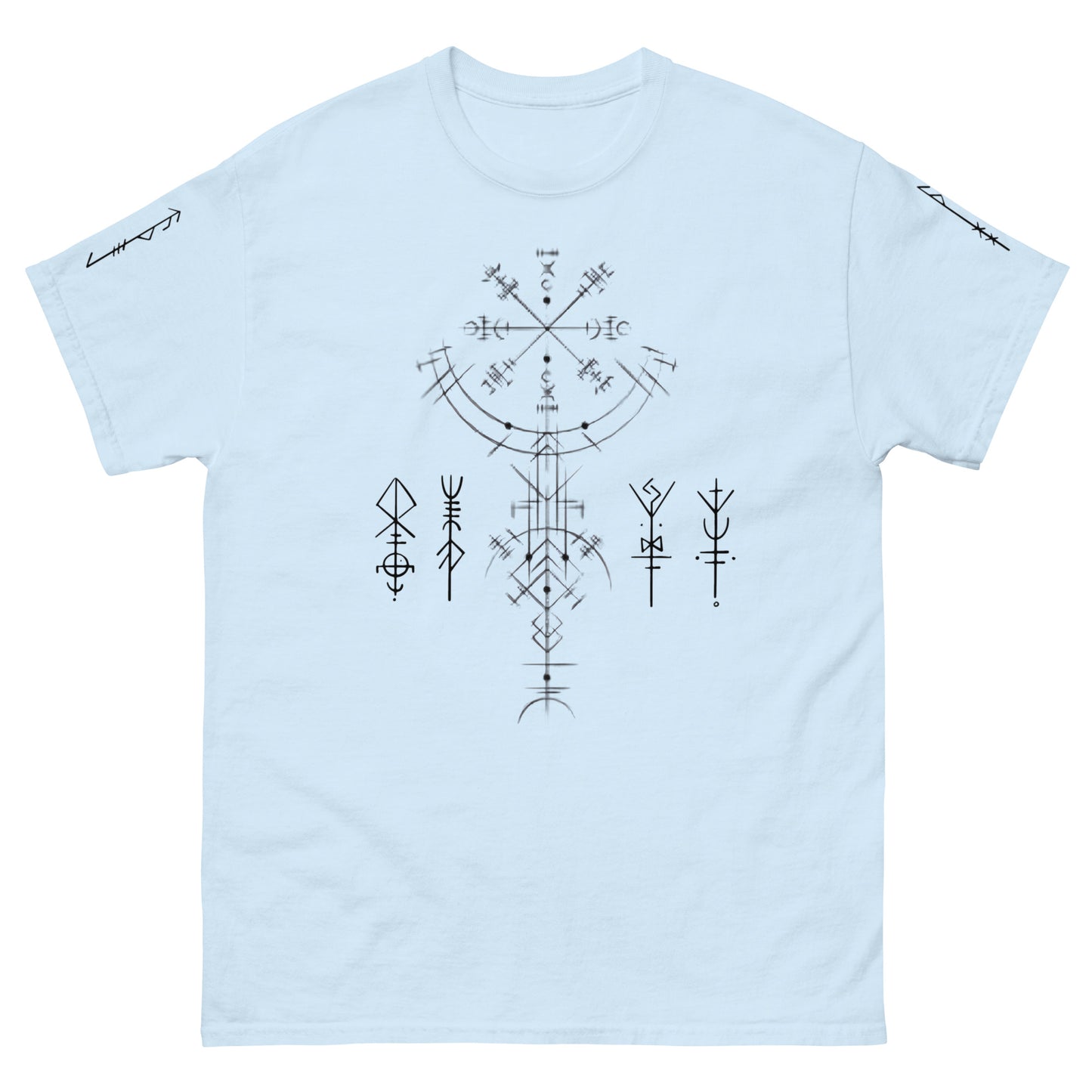 Klassisches Unisex T-Shirt Runen Schutzsymbole Alloverprint