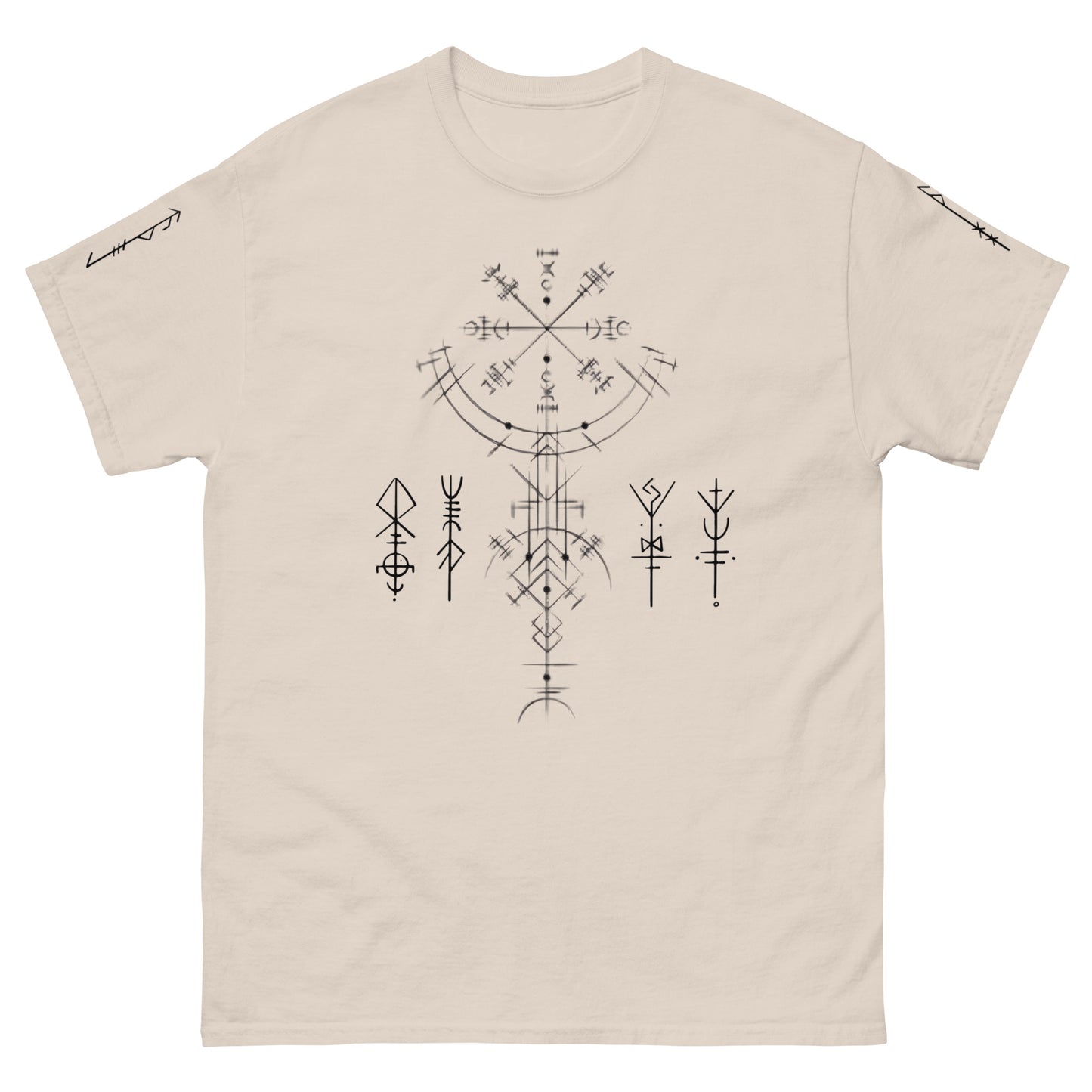 Klassisches Unisex T-Shirt Runen Schutzsymbole Alloverprint