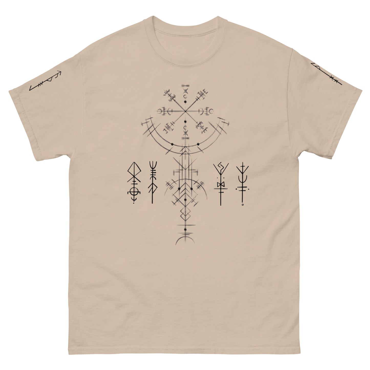 Klassisches Unisex T-Shirt Runen Schutzsymbole Alloverprint