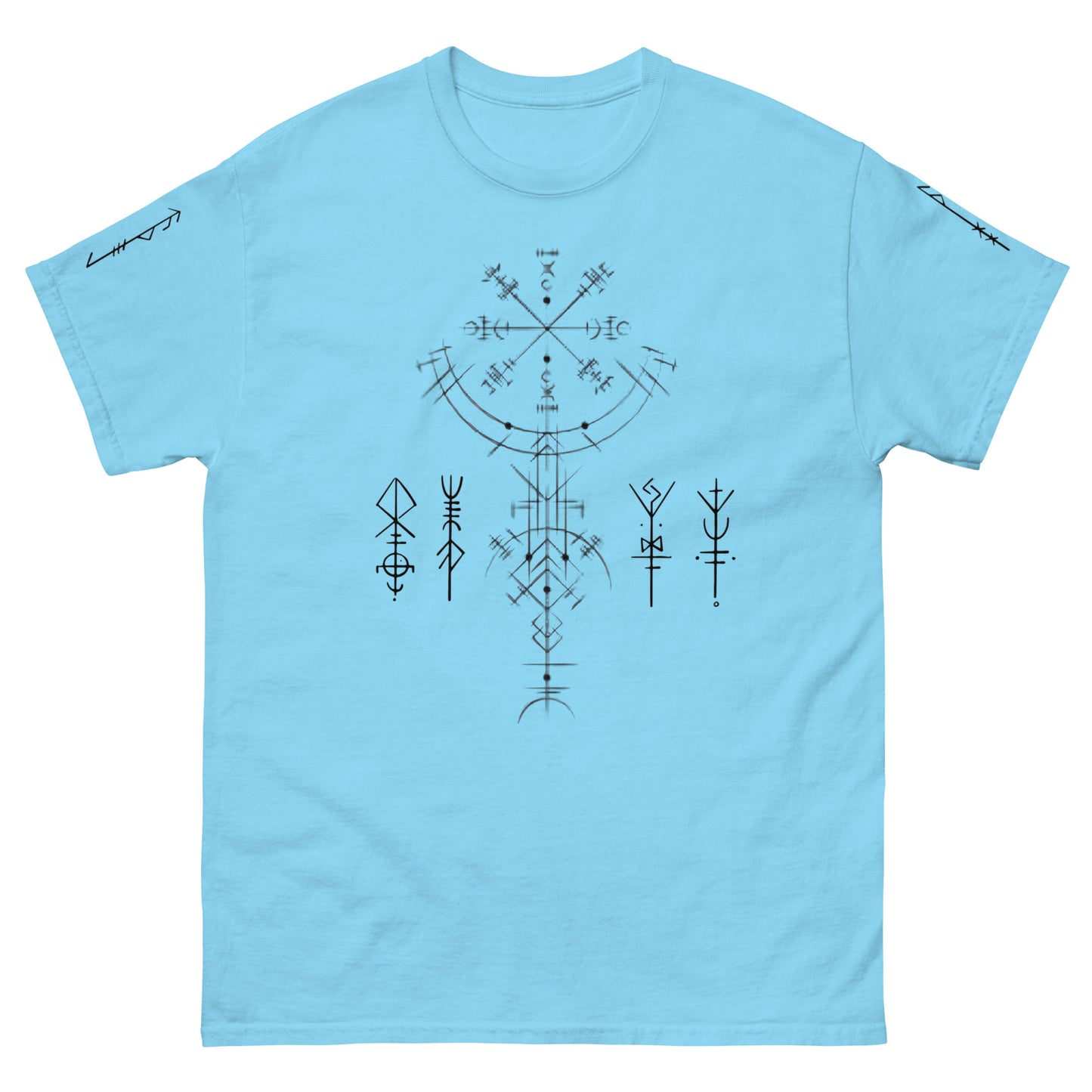 Klassisches Unisex T-Shirt Runen Schutzsymbole Alloverprint