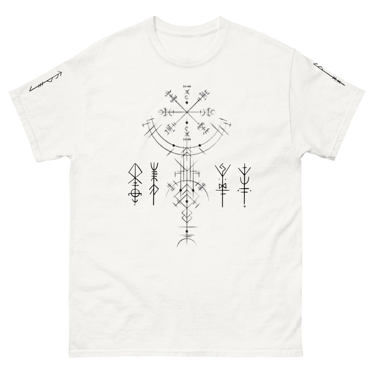 Klassisches Unisex T-Shirt Runen Schutzsymbole Alloverprint