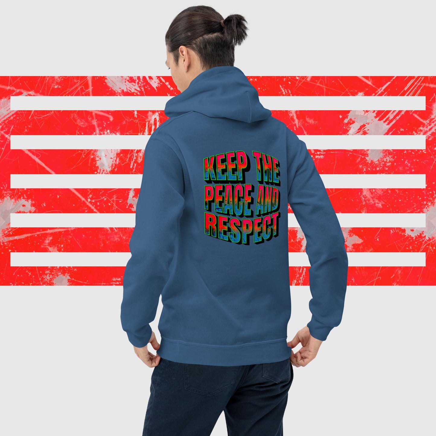 Unisex-Kapuzenpullover "Peace and Respect" doppelseitig bedruckt