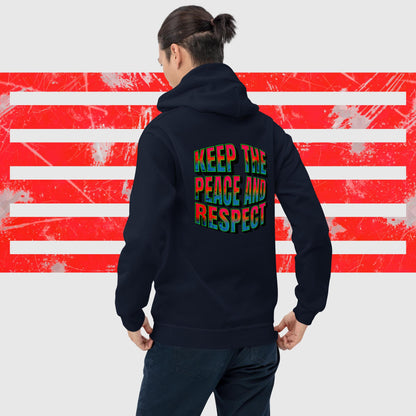 Unisex-Kapuzenpullover "Peace and Respect" doppelseitig bedruckt