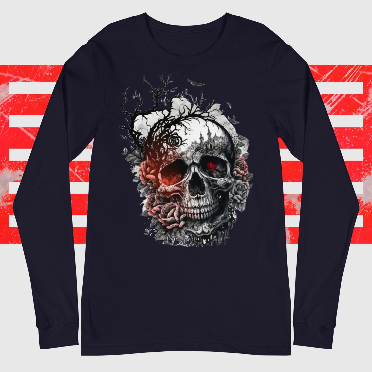 Langarmshirt Rose Skull