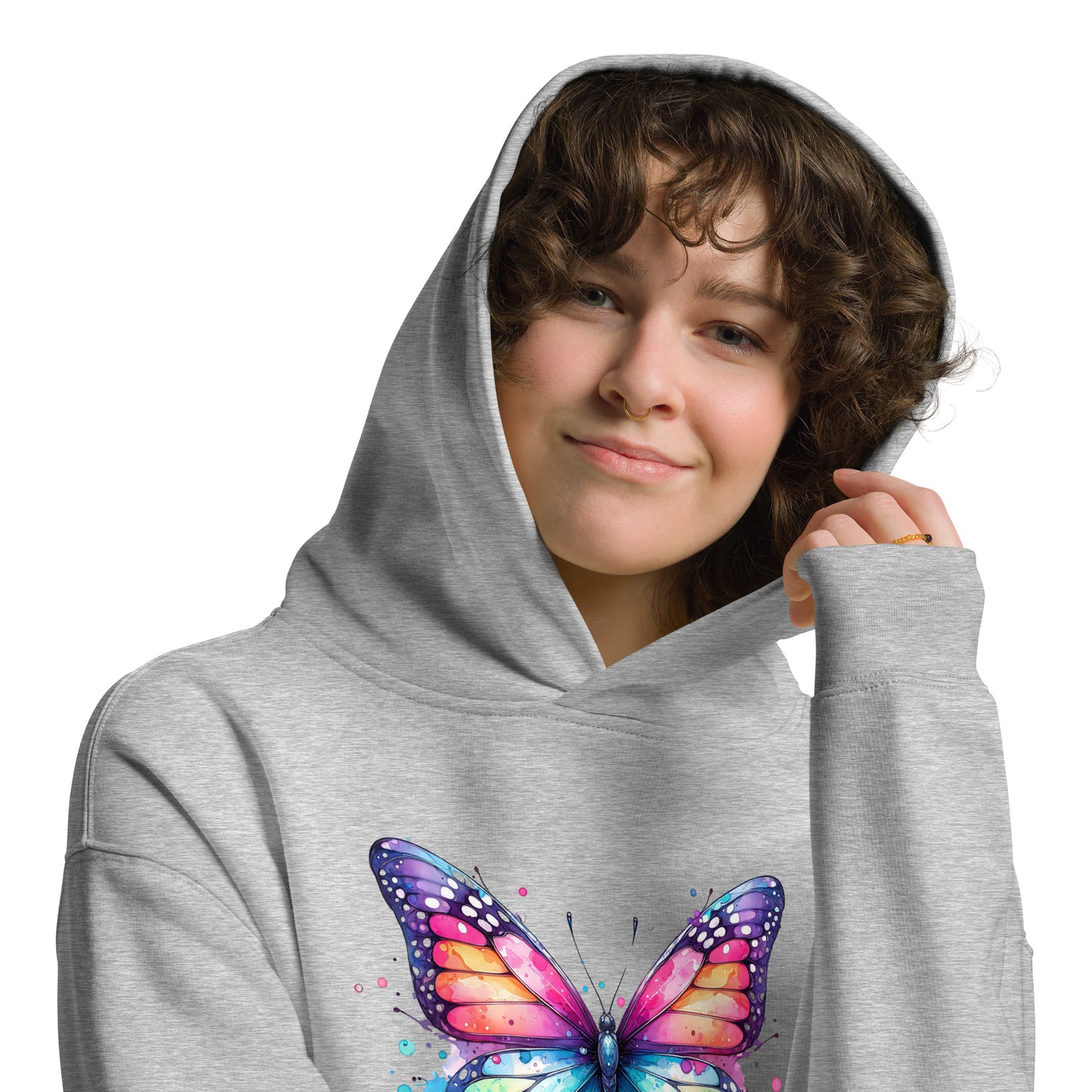 Oversized-Unisex-Hoodie Schmetterling doppelseitiger Druck