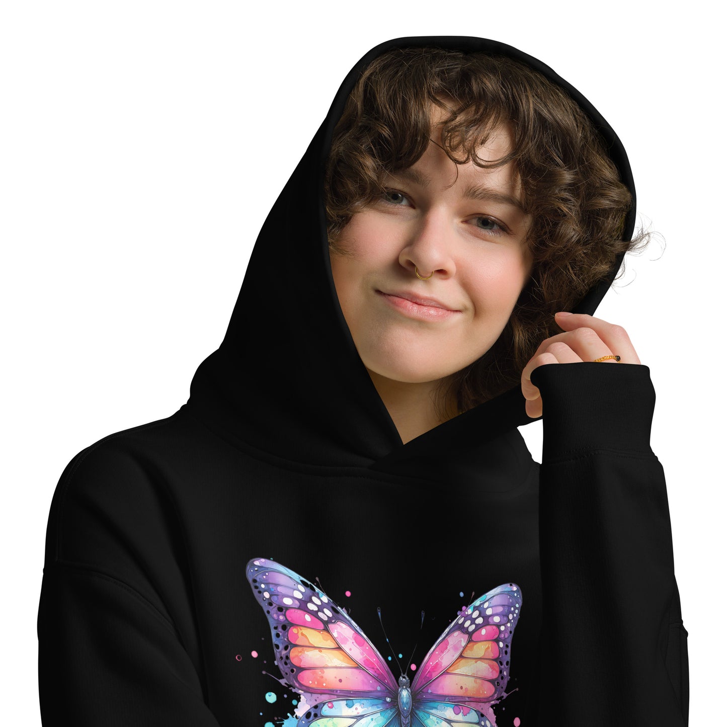 Oversized-Unisex-Hoodie Schmetterling doppelseitiger Druck