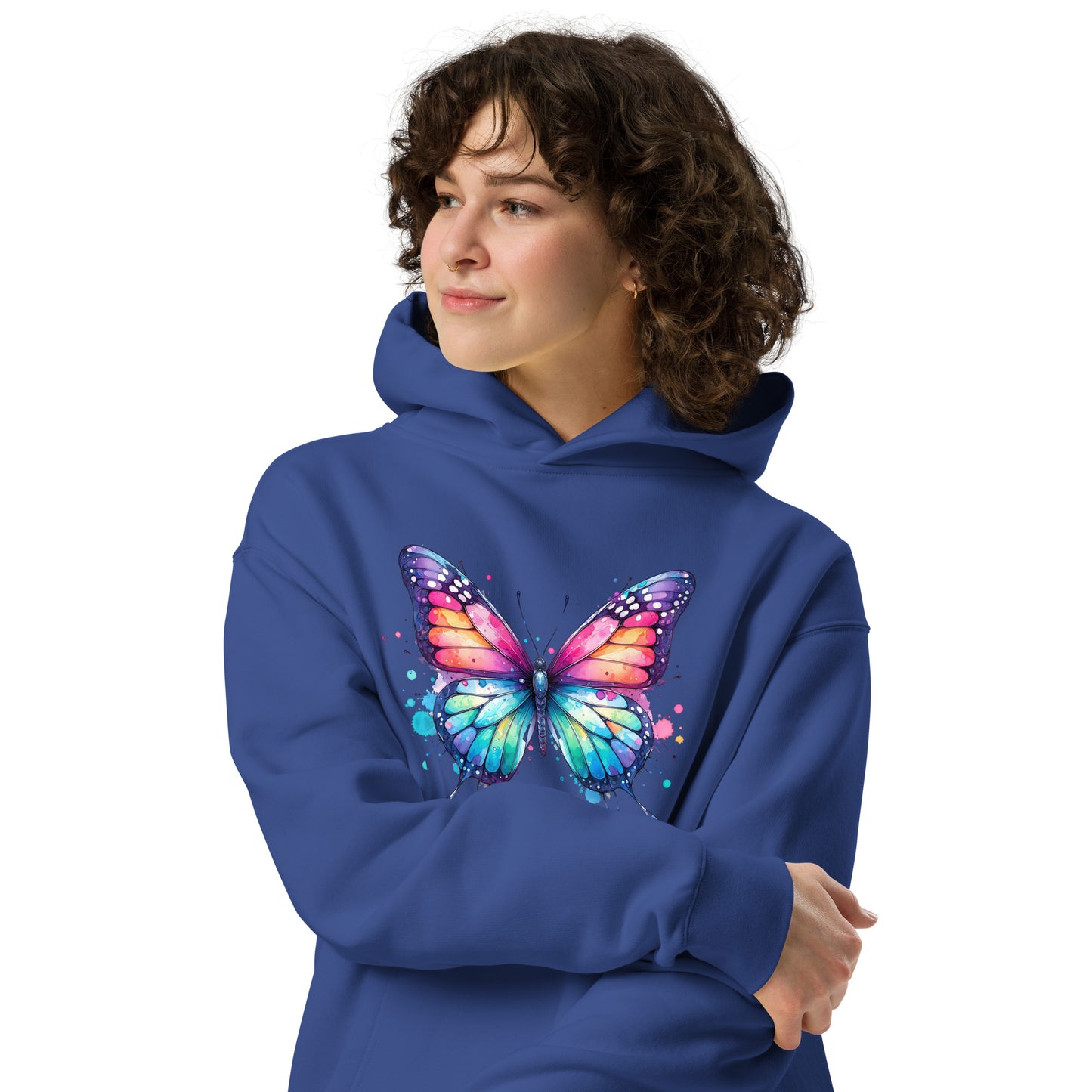 Oversized-Unisex-Hoodie Schmetterling doppelseitiger Druck