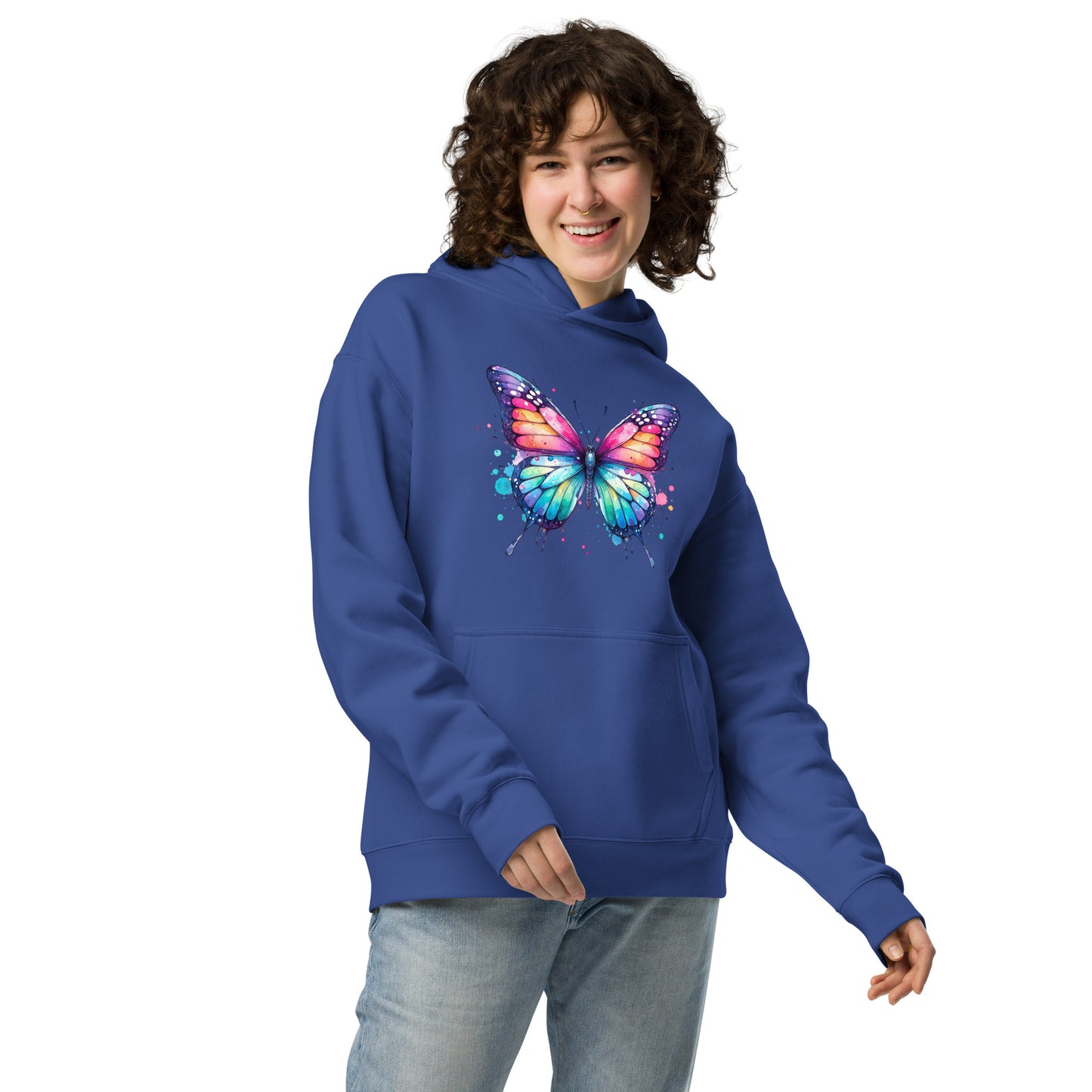 Oversized-Unisex-Hoodie Schmetterling doppelseitiger Druck