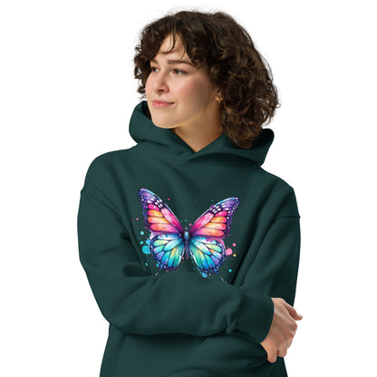 Oversized-Unisex-Hoodie Schmetterling doppelseitiger Druck