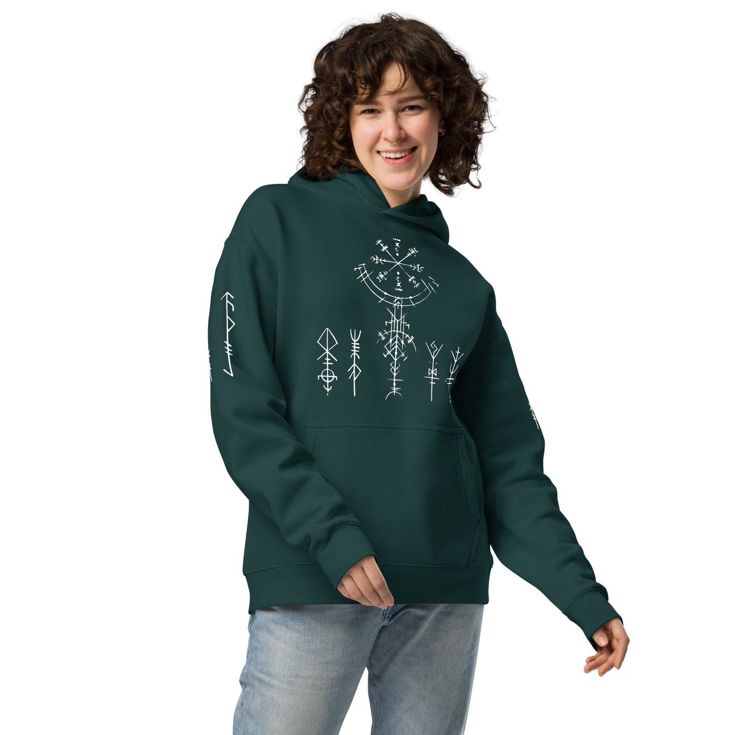 Oversized-Unisex-Hoodie Runen Schutzsymbole Alloverprint