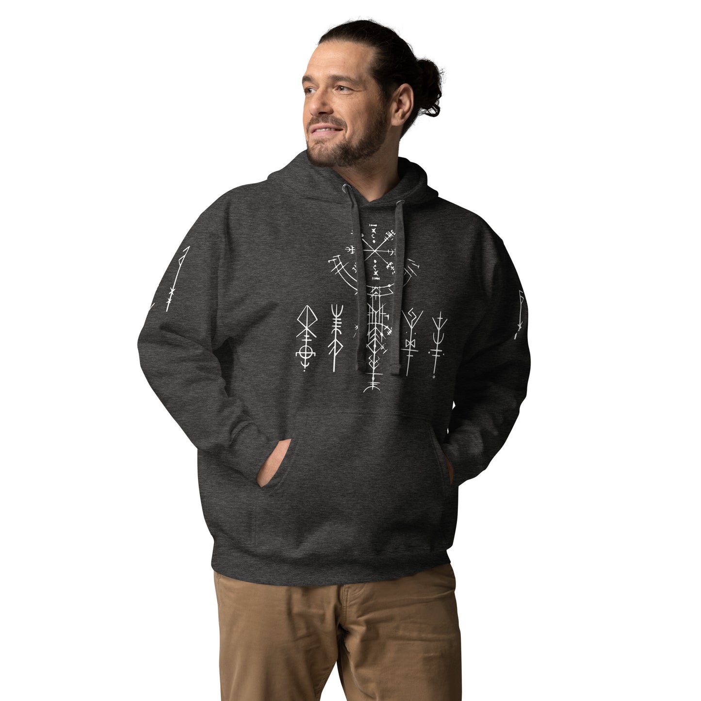 Unisex-Kapuzenpullover Runen Schutzsymbole Allover Druck