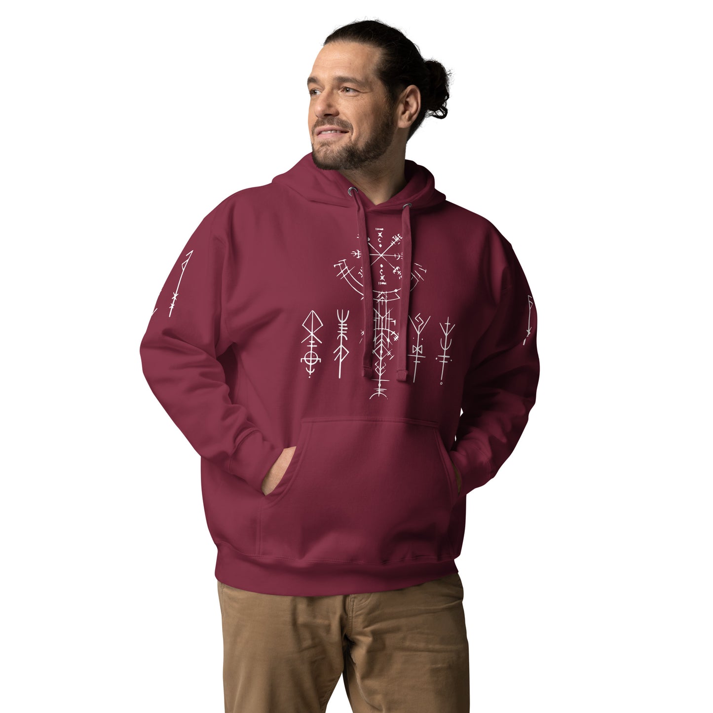 Unisex-Kapuzenpullover Runen Schutzsymbole Allover Druck